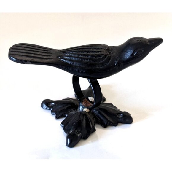 Vintage Cast Iron Bird Figurines Black Leaf Base Paperweight Decor 2.5*4" - Picture 6 of 7